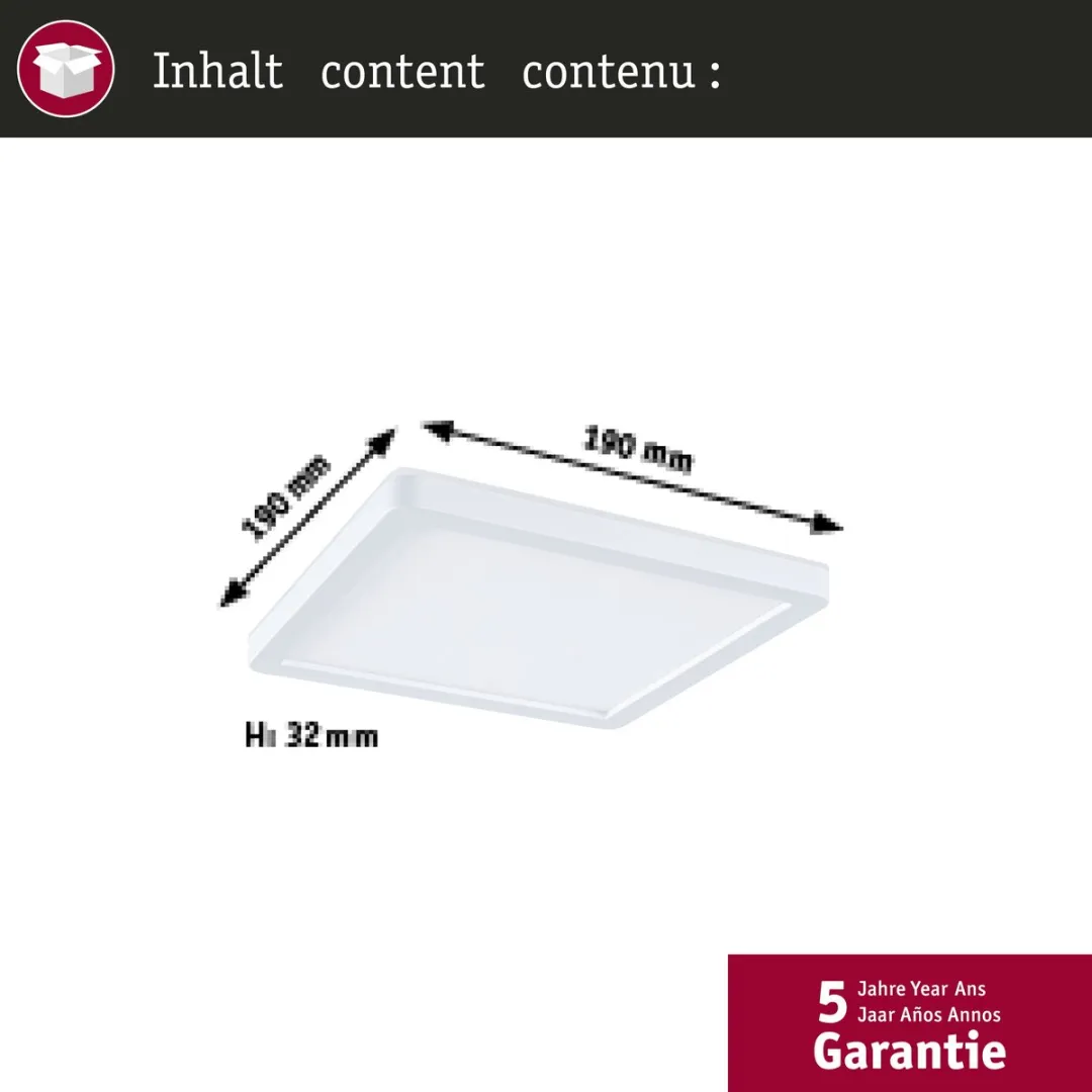 Paulmann Atria Shine LED-paneel 8W 1160lm 3000-6500K - 190x190mm Wit - afbeelding 6 van 6
