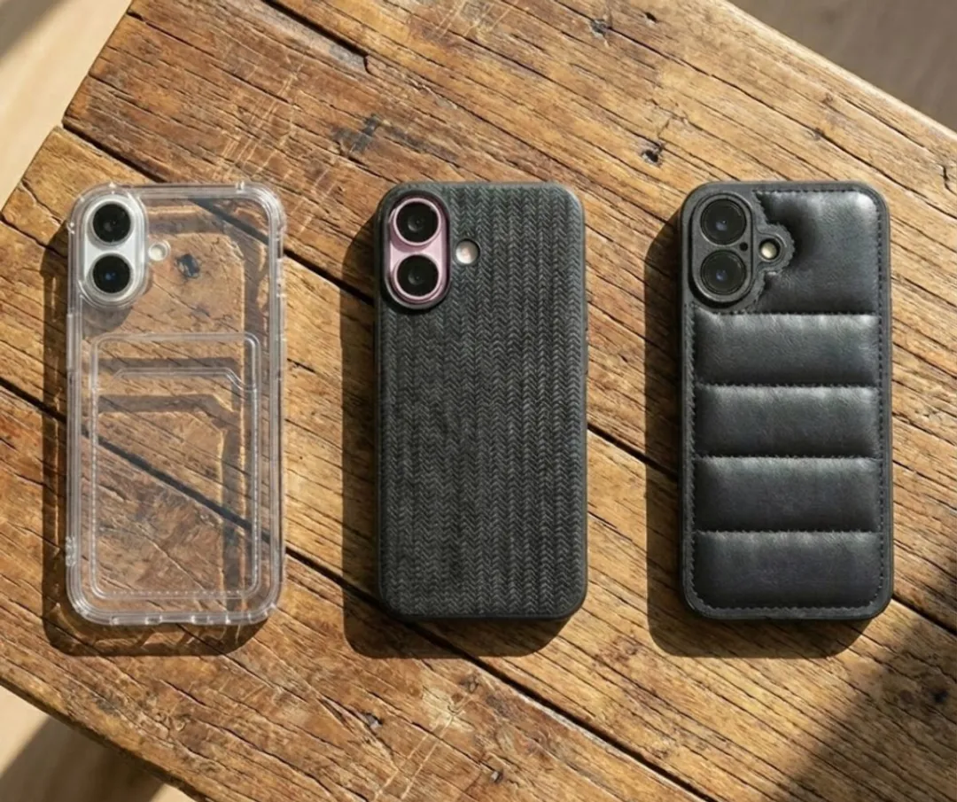 NUVEX iPhone 16 Hoesje Set Grijs/Zwart - Transparant & Gewatteerd