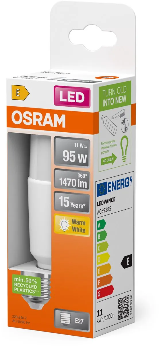Osram LED Sticklamp 11W E27 1470lm - Mat - 2700K - afbeelding 6 van 6
