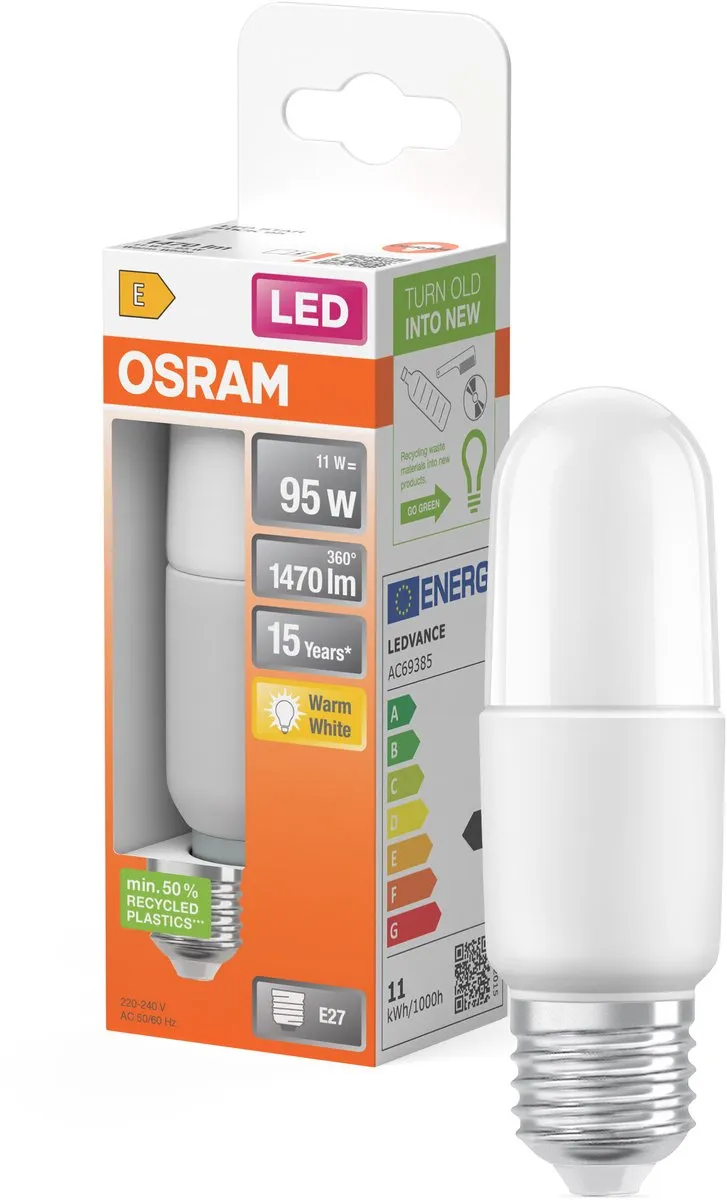 Osram LED Sticklamp 11W E27 1470lm - Mat - 2700K