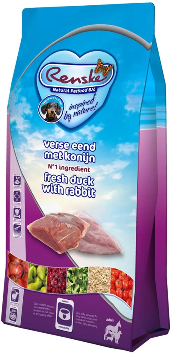 Renske Super Premium Adult Eend Konijn 600g - 8 Stuks