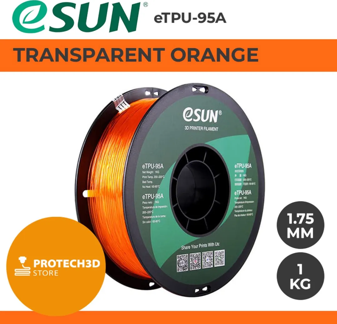 ESUN eTPU-95A Filament 1.75mm Transparant Oranje 1kg
