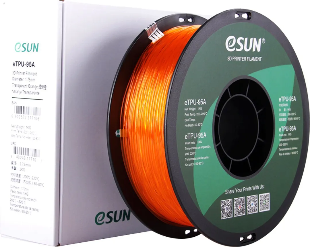 ESUN eTPU-95A Filament 1.75mm Transparant Oranje 1kg