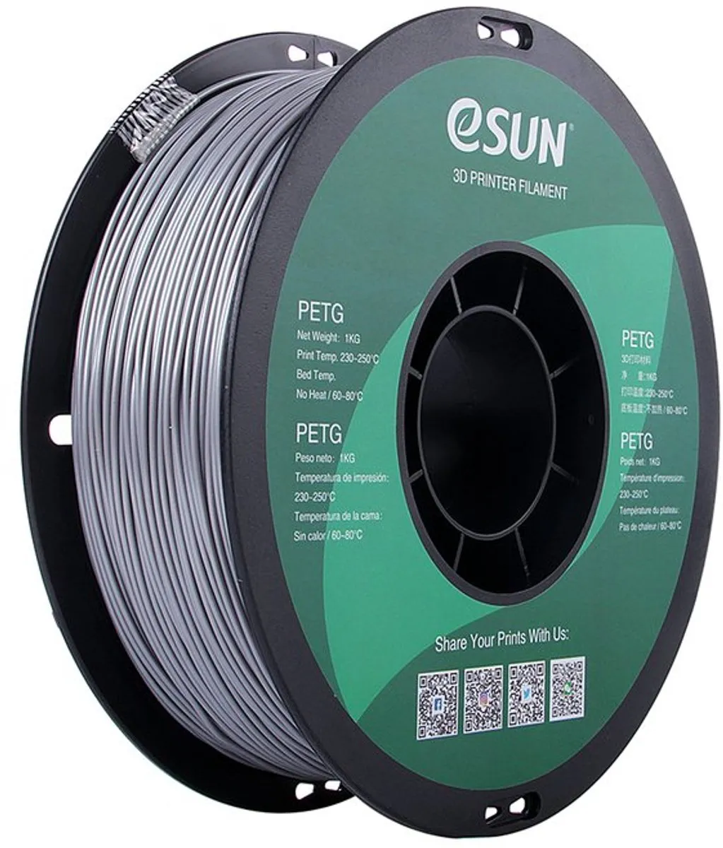 eSun PETG Massief zilver / Solid silver 1kg - 1.75mm - 3D printer filament