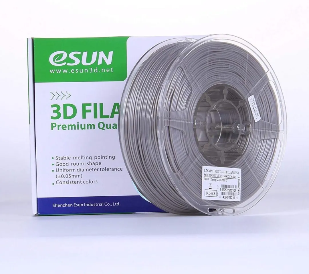 eSun PETG Massief zilver / Solid silver 1kg - 1.75mm - 3D printer filament