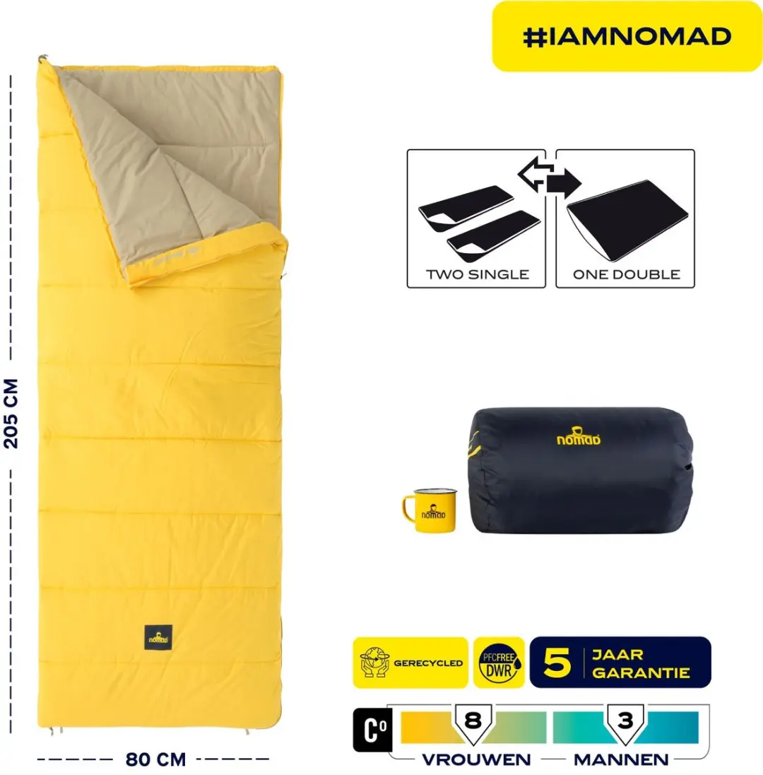 NOMAD Blazer Slaapzak Dekenmodel - Tot 190cm - Zonnegeel - afbeelding 3 van 6
