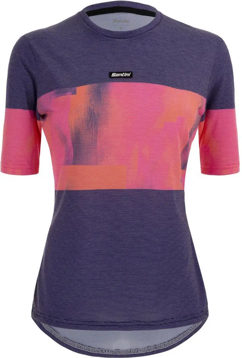 Santini Fietsshirt Korte Mouwen Dames Paars Oranje