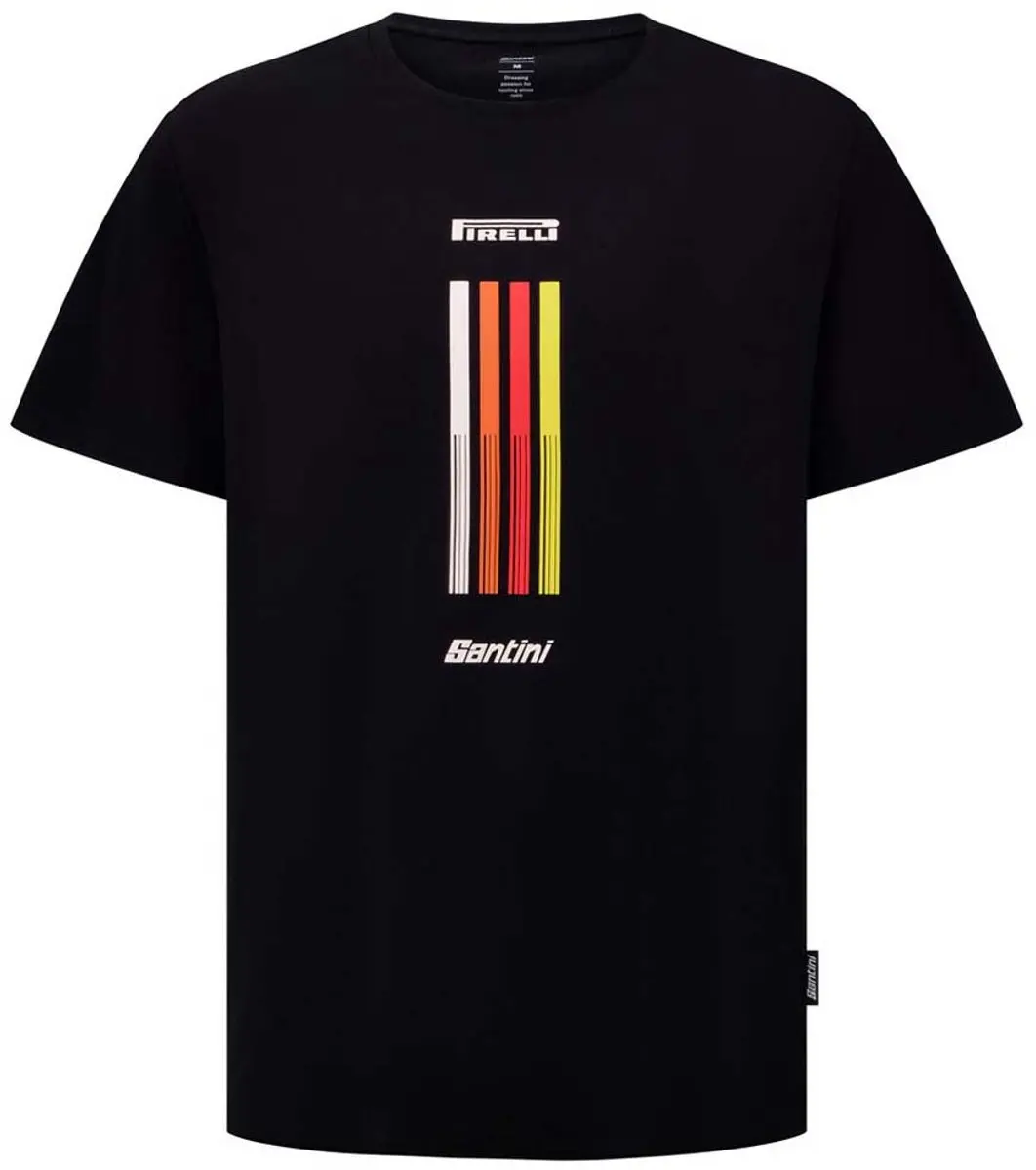 Santini Pirelli Tape T-shirt Met Korte Mouwen Zwart XL