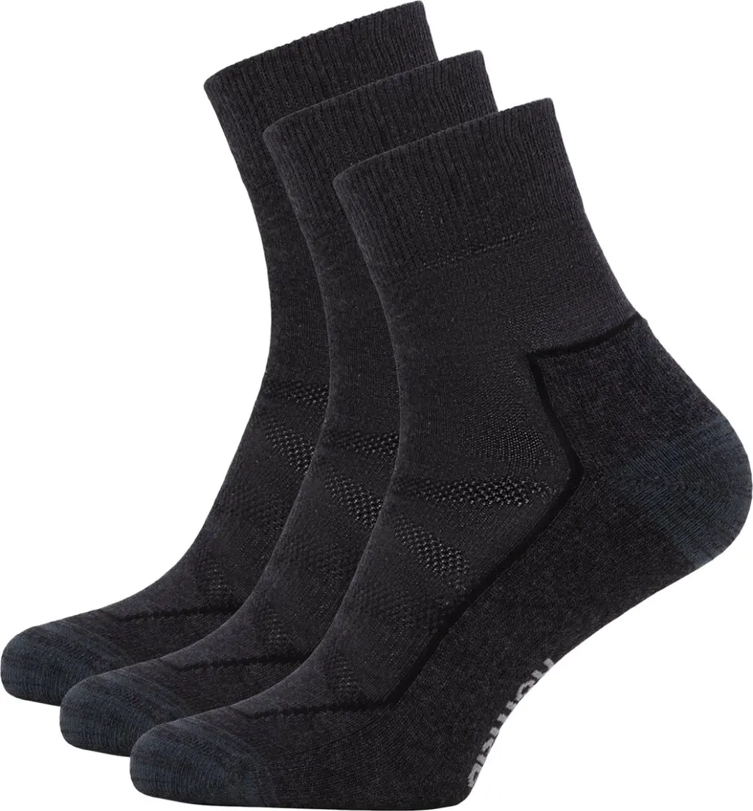 NOMAD® 3-Pack Coolmax Quarter Wandelsokken | Maat 43-46 Grijs | Medium demping | Elastische wreef band