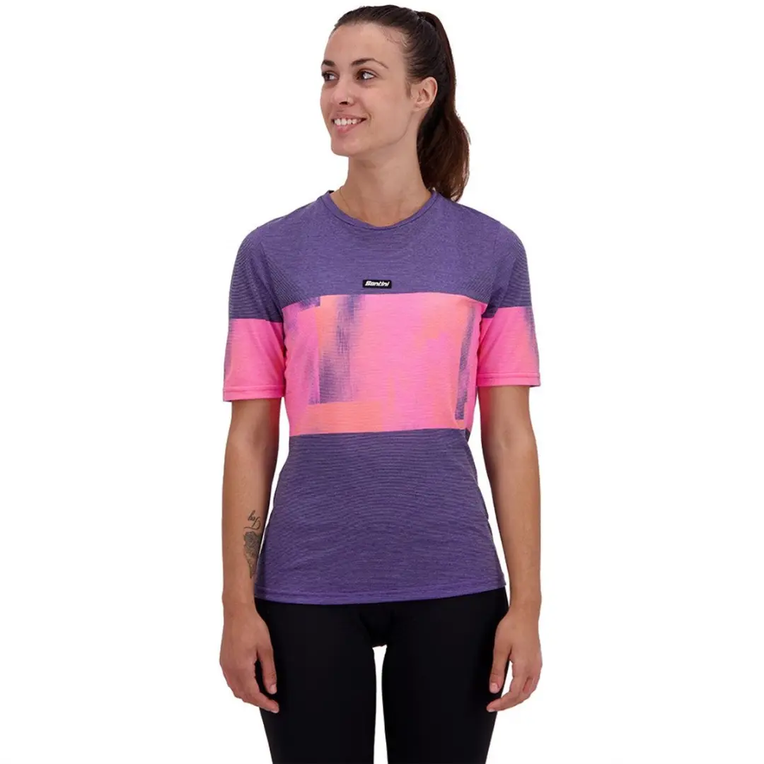 Santini Fietsshirt Korte Mouwen Dames Paars Oranje