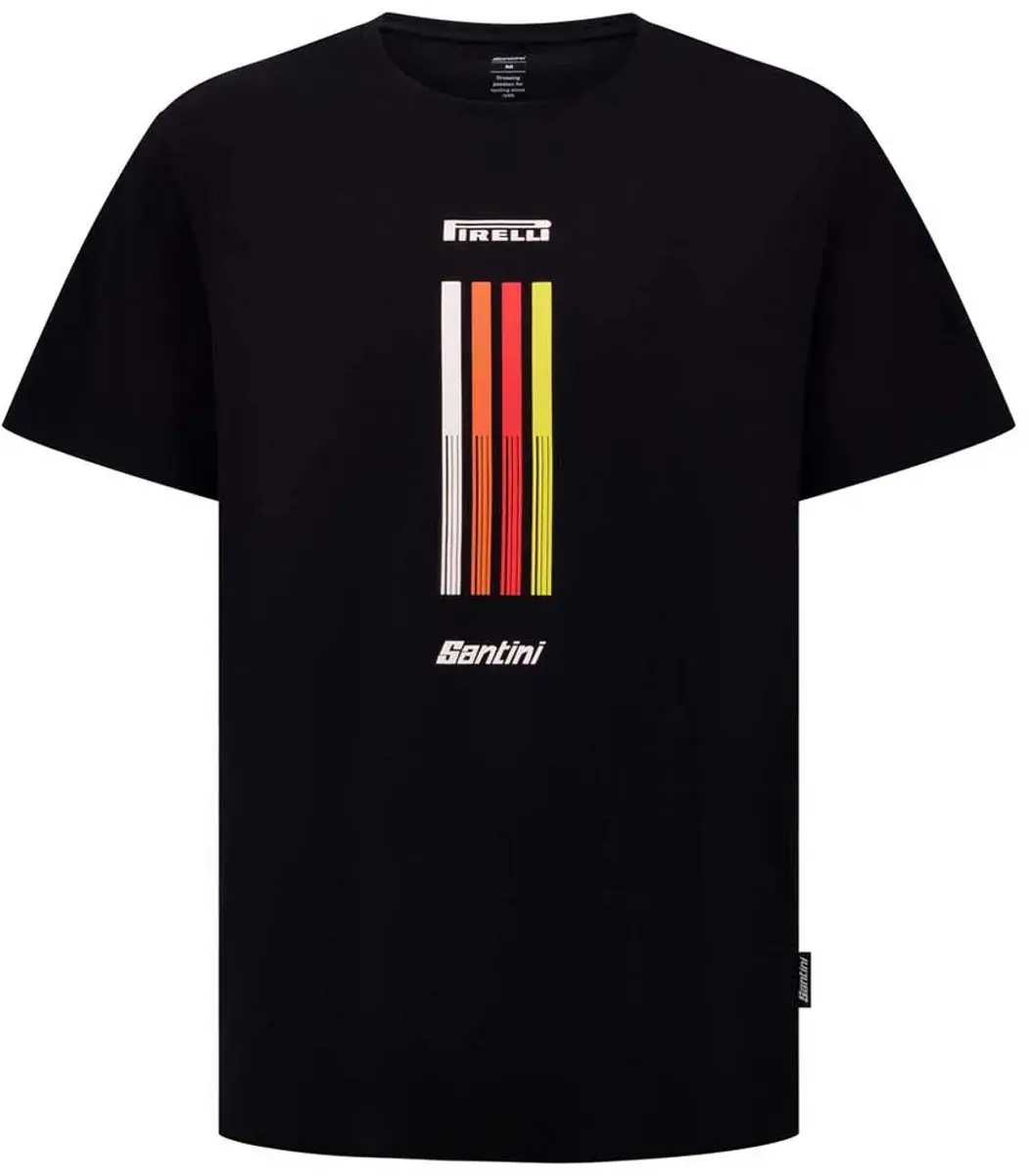 Santini Pirelli Tape T-shirt Met Korte Mouwen Zwart M