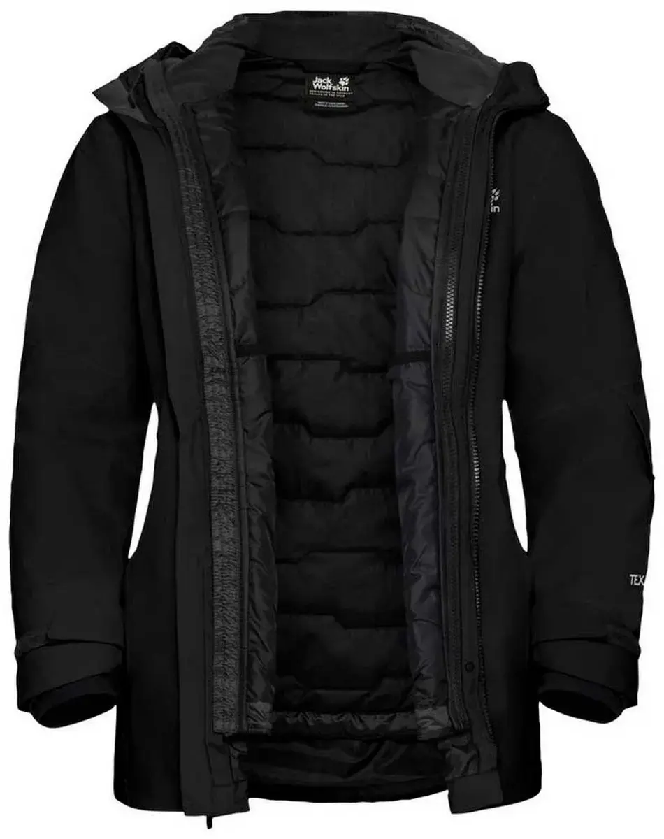 Jack Wolfskin Flowline 3in1 Afneembare Jas - Zwart - afbeelding 3 van 4
