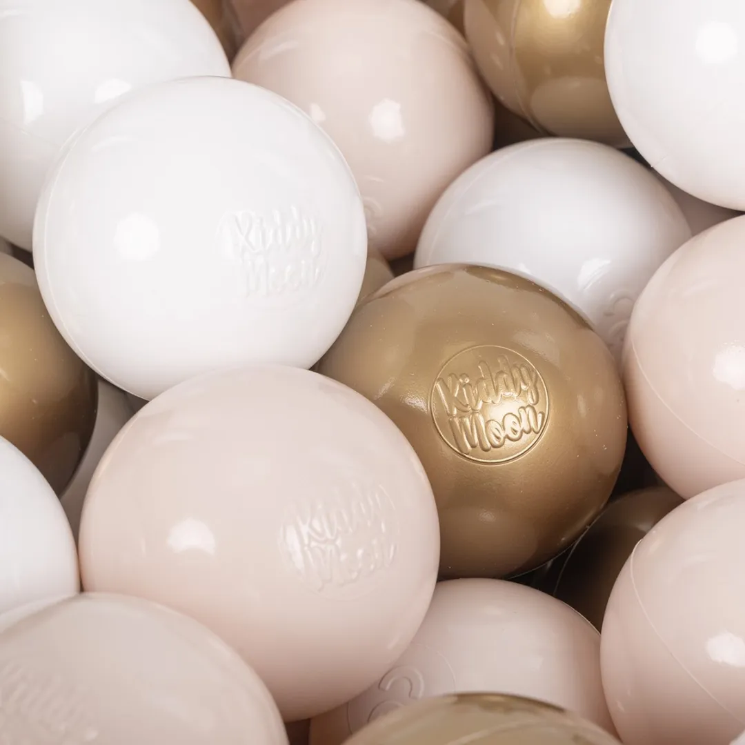 KiddyMoon Ballenbakballen 200 Stuks 7cm - Pastelbeige/Wit/Goud