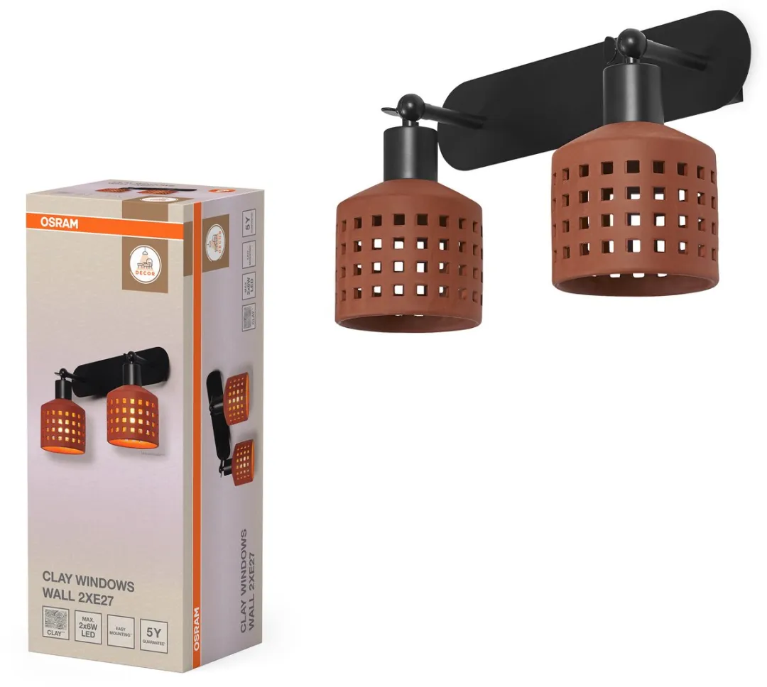 Osram Decor Clay Windows Wandlamp 2xE27 - Bruin
