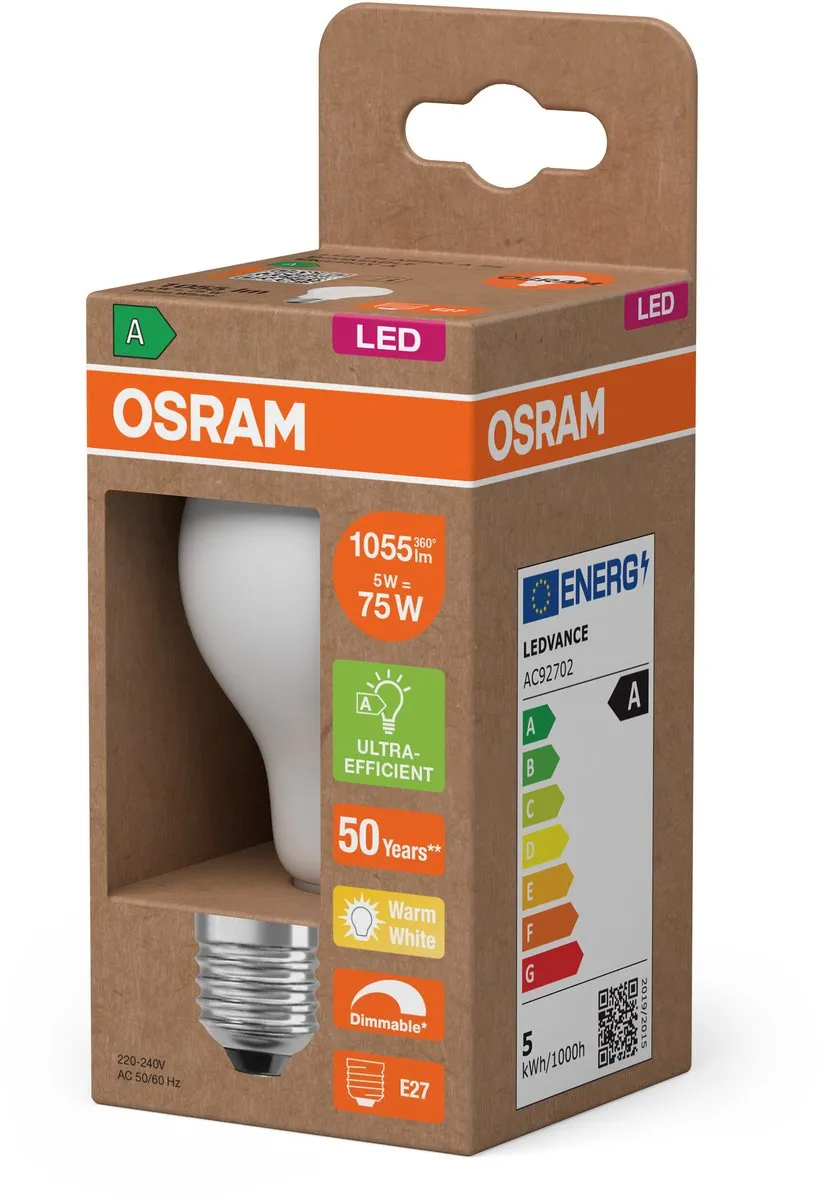 Osram LED A75 Gloeidraadlamp 5W E27 - 1055lm Warm Wit Mat