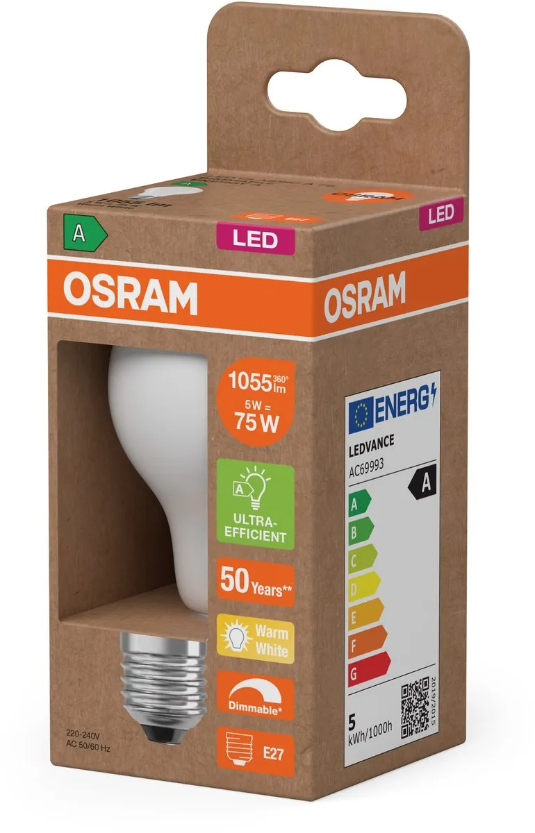 Osram LED A75 Gloeidraadlamp 5W E27 - 1055lm Warm Wit Mat - afbeelding 6 van 6