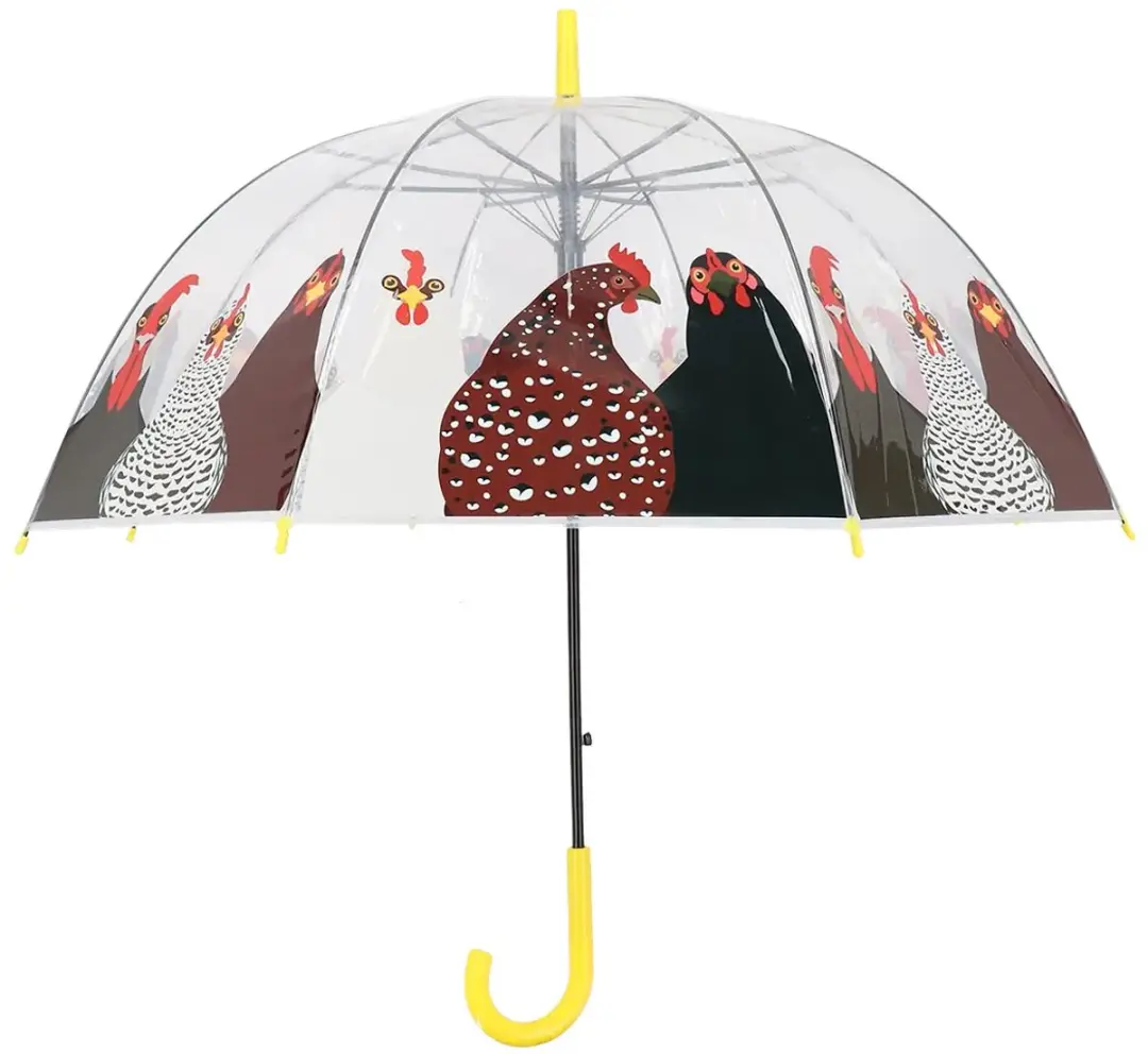 Esschert Design kinderparaplu transparant met kippen Ø 86,5 cm