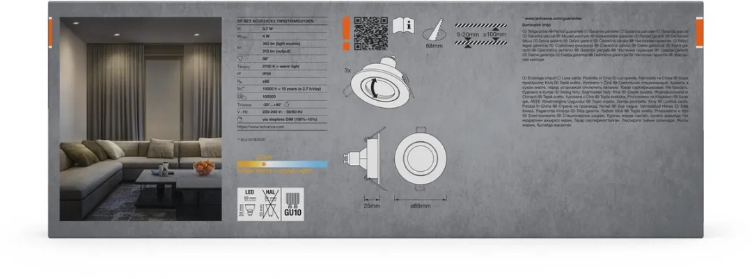 Osram Spot Set LED Inbouwspot DIM Flexibel 3,7W - 3 Stuks - Satijn nikkel - afbeelding 6 van 6
