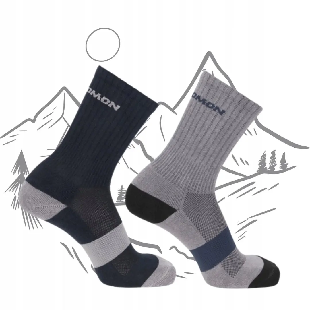 2x Salomon Evasion Crew Wandelsokken Maat 36-38 Blauw/Grijs