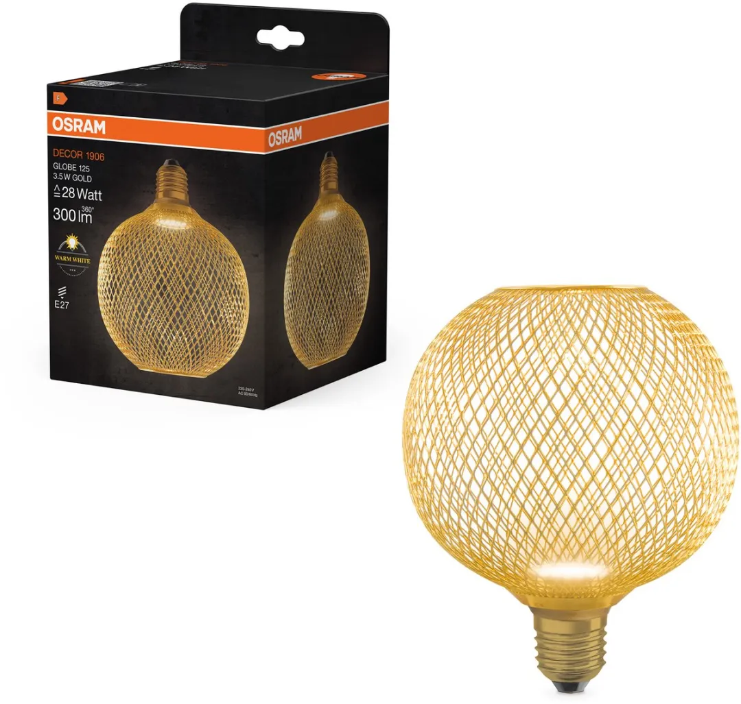 Osram Decor LED E27 3,5W 300lm Warm Wit - 125mm Goud