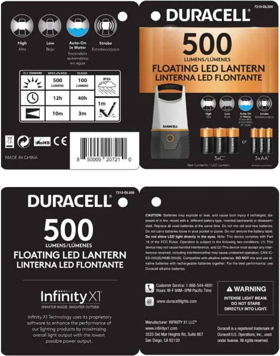 Duracell 7210-DL500SA Drijvende LED Lantaarn 500 Lumen - afbeelding 3 van 6