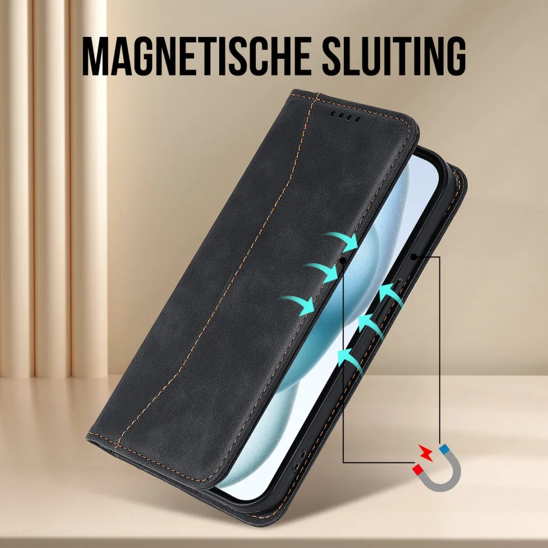 Nuvex iPhone 15 Hoesje met Pasjeshouder - Anti-Shock - 2 Pasjes - Zwart