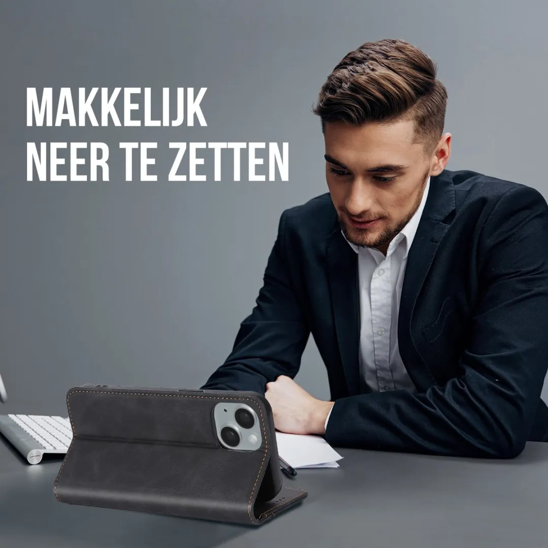 Nuvex iPhone 15 Hoesje met Pasjeshouder - Anti-Shock - 2 Pasjes - Zwart