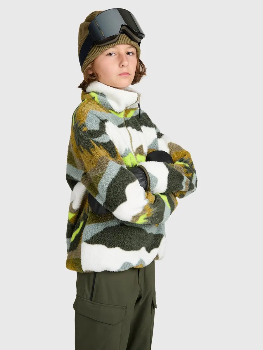 Brunotti - Reggios Teddy Fleece Jongens - Dusky Green - Fleece met Rits - Loose Fit - Dikke stof - 140 - afbeelding 4 van 6