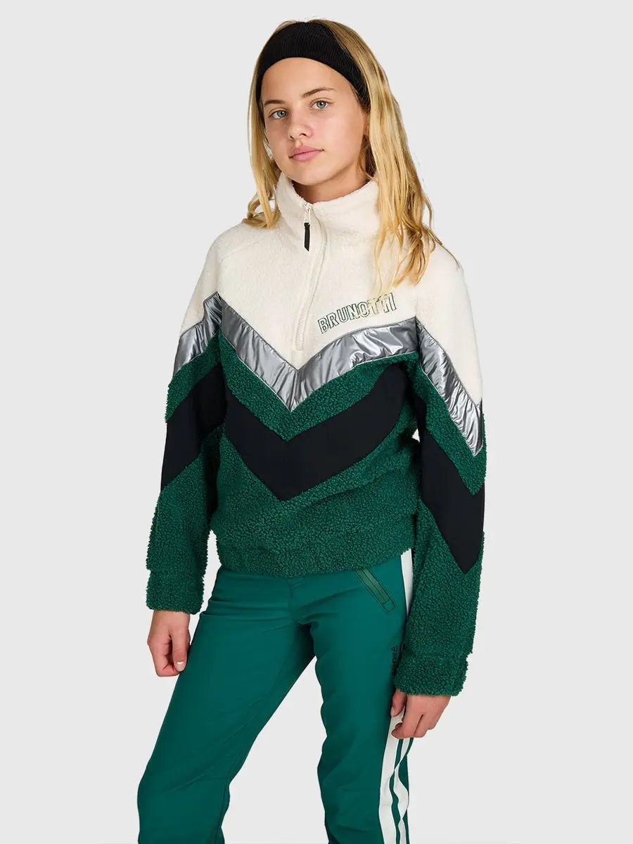 Brunotti - Sandy Teddy Fleece Meisjes - Hunter Green - Fleece met Rits - Loose Fit - 164 - afbeelding 4 van 6