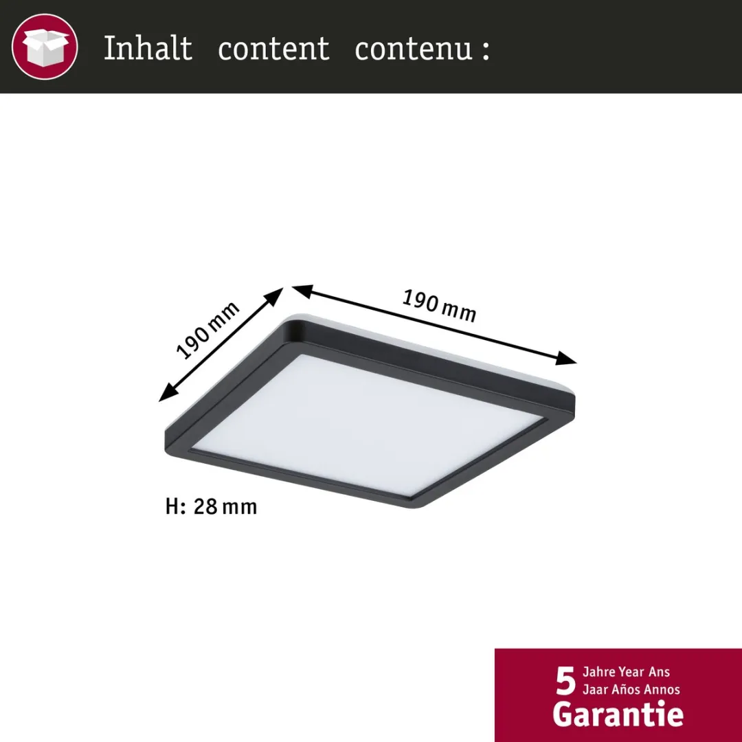 Paulmann Atria Shine LED-paneel 11,2W 900lm 4000K - Zwart - afbeelding 6 van 6