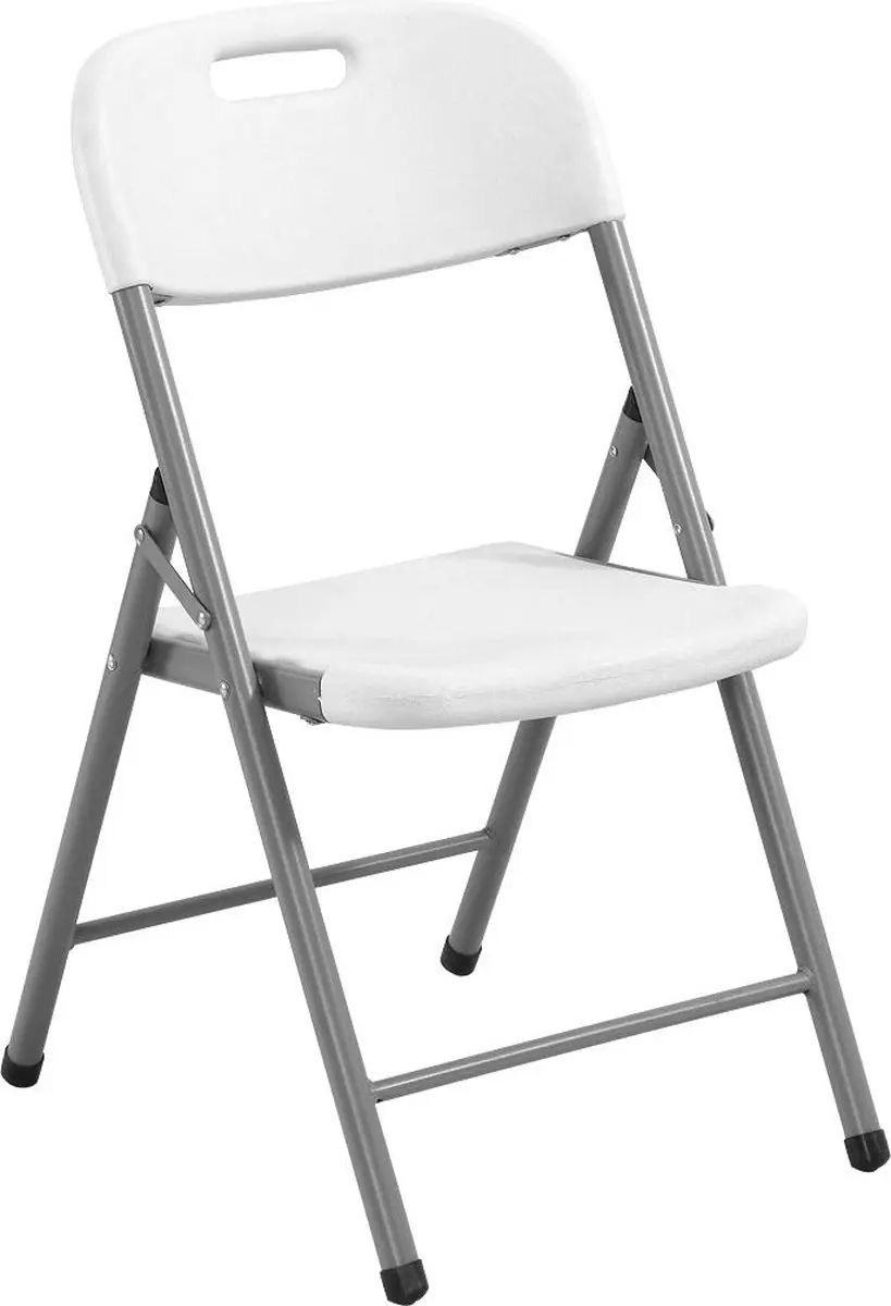 Perel Witte klapstoel voor binnen en buiten, kunststof, ruimtebesparend, ideaal