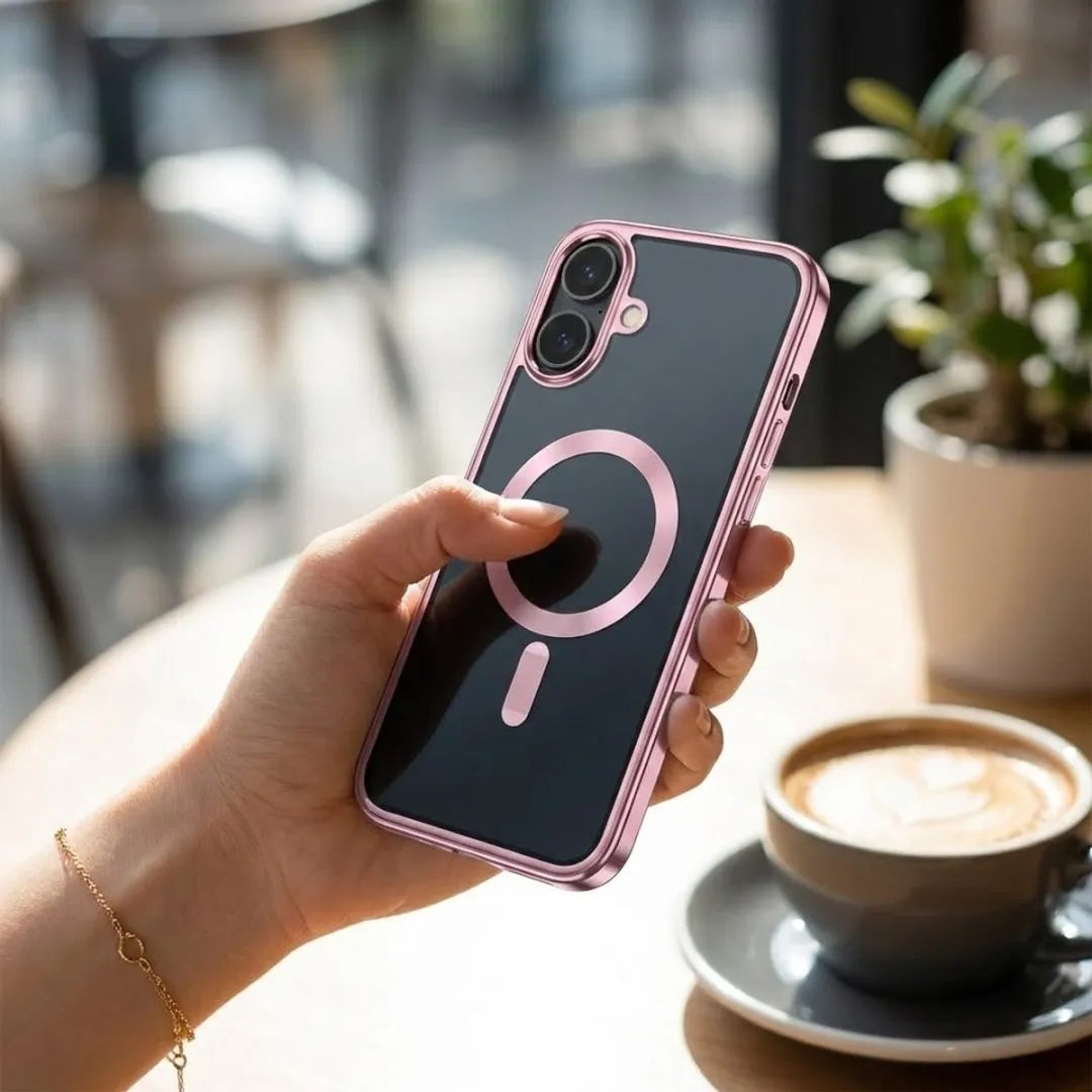 NUVEX iPhone 16 Hoesje MagSafe - Roze & Transparant
