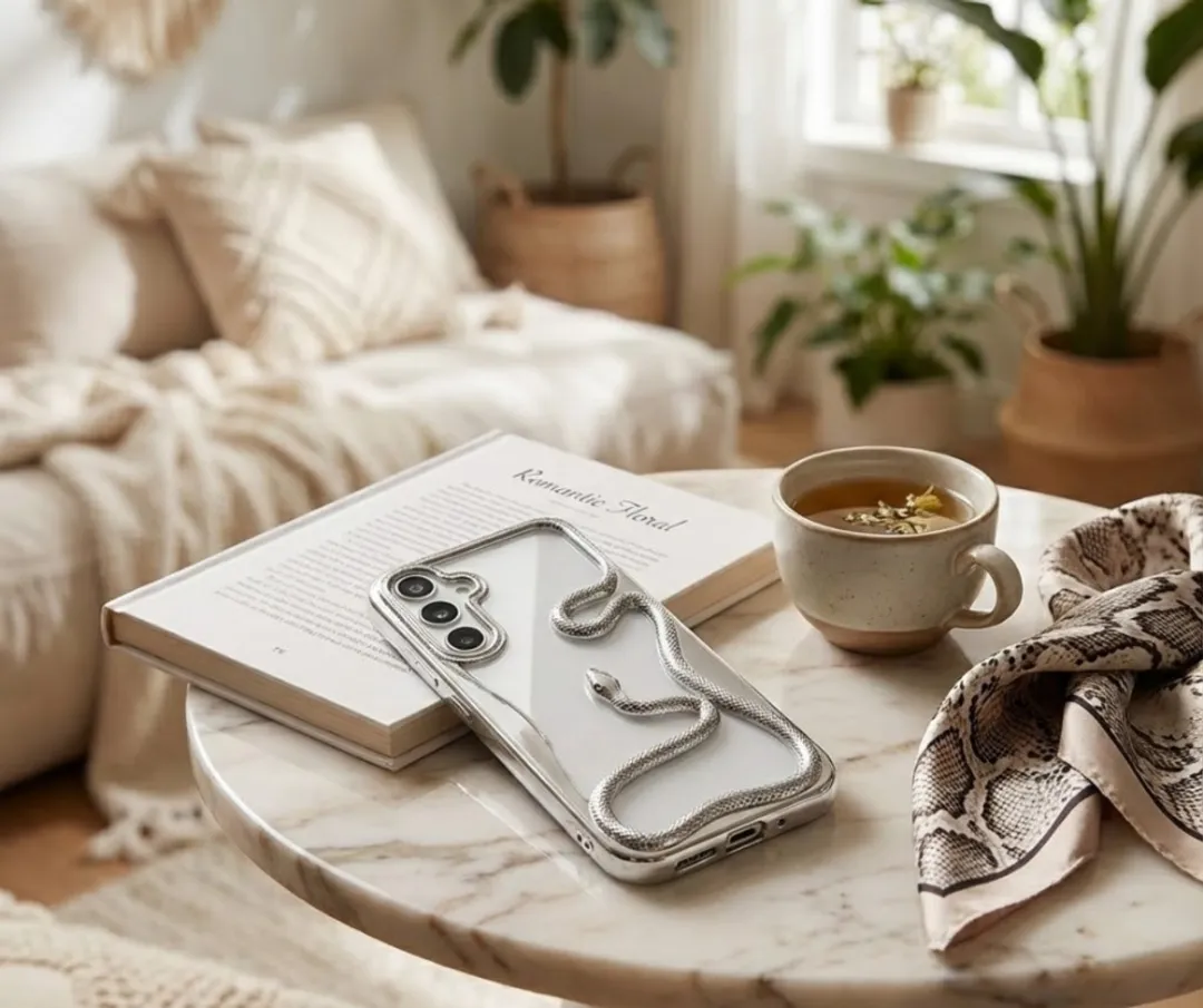 NUVEX Telefoonhoesje Samsung Galaxy A26 - Zilverkleurig 3D Slang Detail
