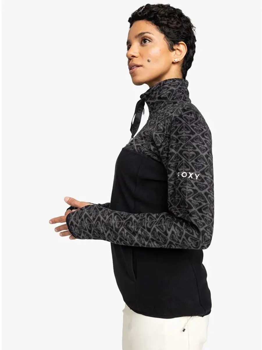 Roxy Sayna Half Zip Fleece Dames - True Black - M - afbeelding 3 van 4