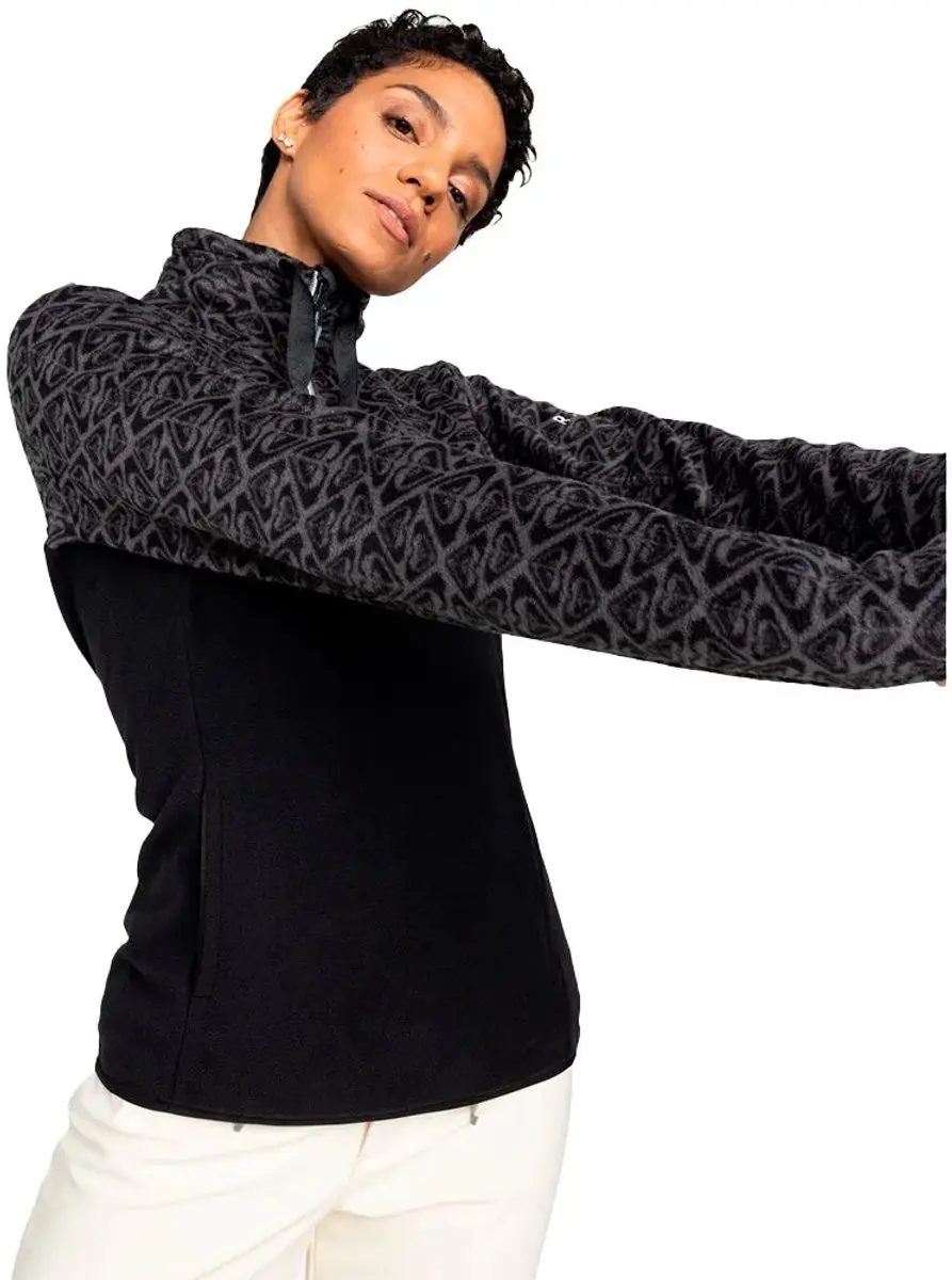 Roxy Sayna Fleece Met Halve Rits Zwart M Vrouw