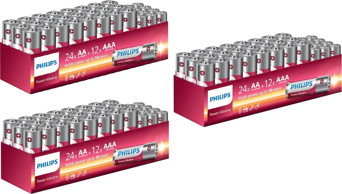 Philips Power Alkaline batterijen 108 pack (AA 72x & AAA 36x)