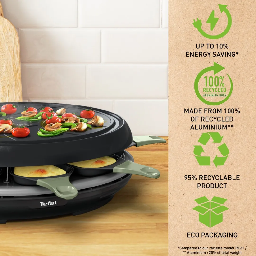 Tefal Neo Deco RE31E8 Gourmetset 8 Personen - 945W - Zwart