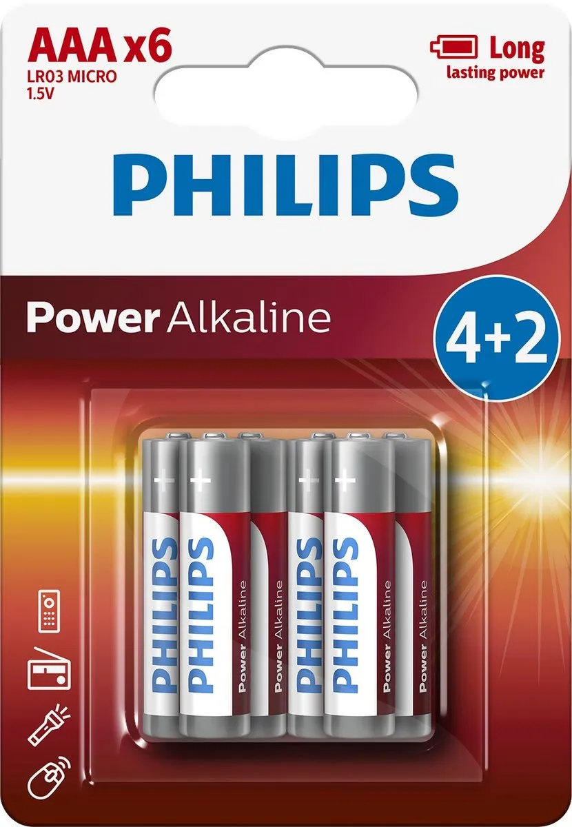 Philips AAA Batterijen LR03P6BP/10