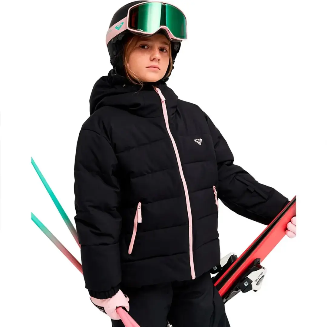 Roxy Snowy Hill Puffy Jas Zwart 8 Years Meisje