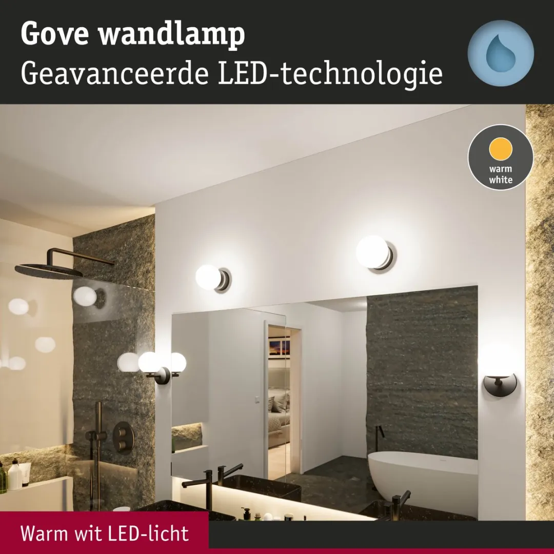 Paulmann Selection Bathroom LED-wandlamp Gove IP44 5W - Zwart mat - afbeelding 6 van 6