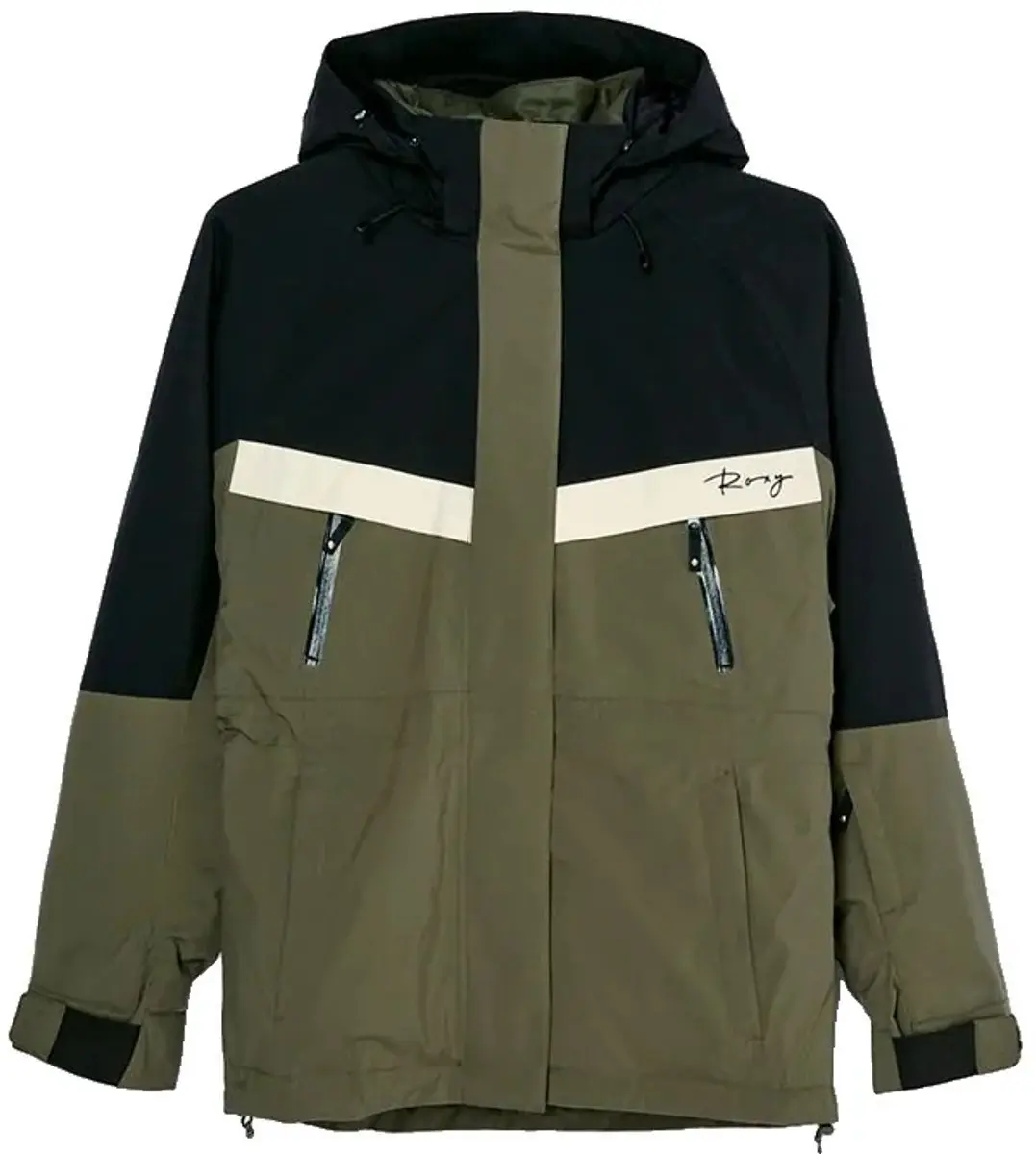 Roxy Glacial Grace Hooded Jas Dames - Beetle - L - afbeelding 3 van 4