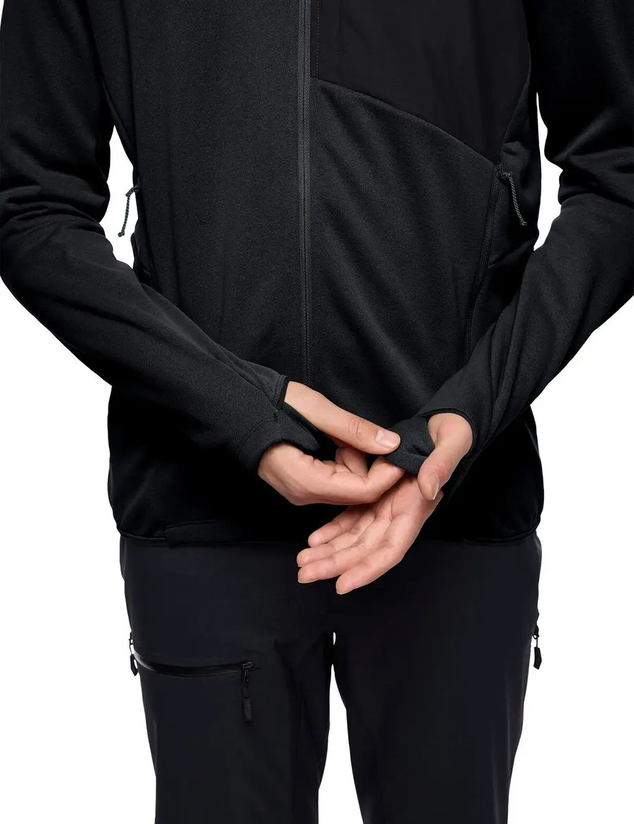 Vaude Monviso III Zip-up Fleece met Capuchon - Zwart XL - afbeelding 3 van 6