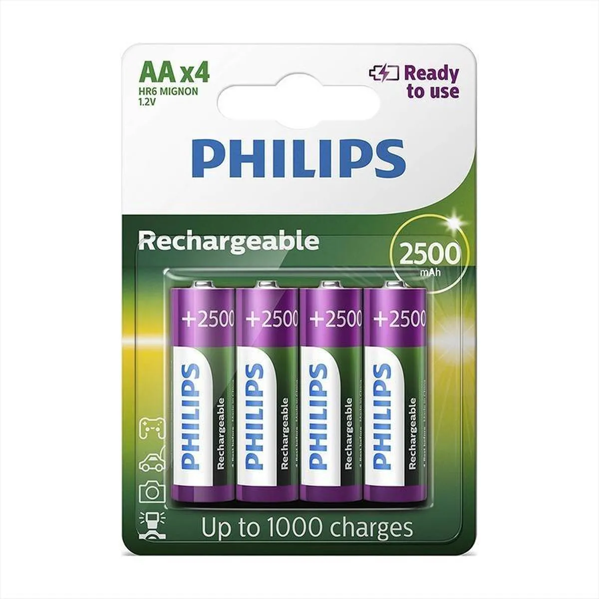 Philips AA Oplaadbare Batterijen 2500mAh - 4 Stuks