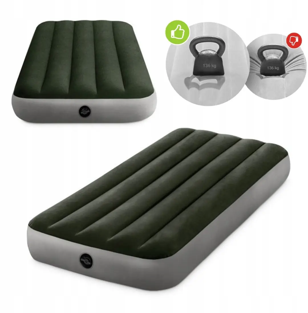 Groen Opblaasbaar Eenpersoons Luchtbed 191x76x25cm Fiber-Tech