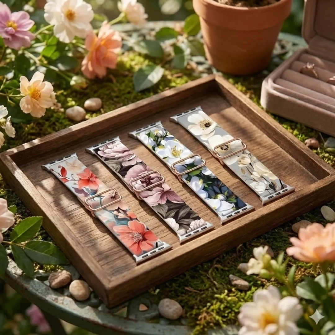 NUVEX Bloemenprint Horlogeband Apple Watch 38-42mm - Siliconen - afbeelding 6 van 6