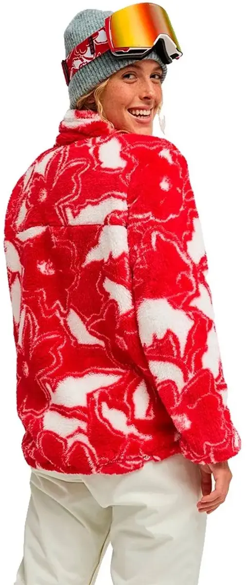 Roxy Alabama Full Print Dames Fleece Met Rits - Rood - M - afbeelding 2 van 4