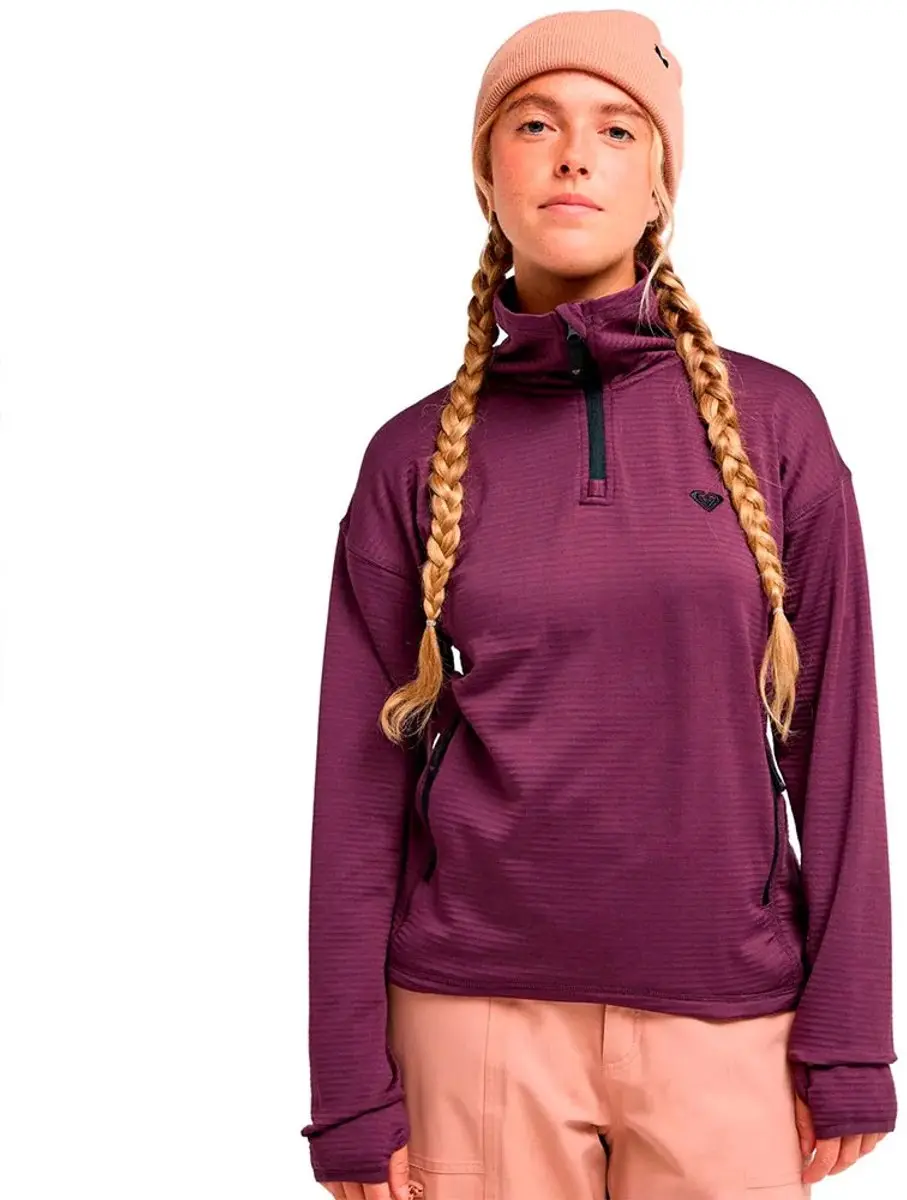 Roxy Snowstride Sweatshirt Met Halve Rits Paars L Vrouw