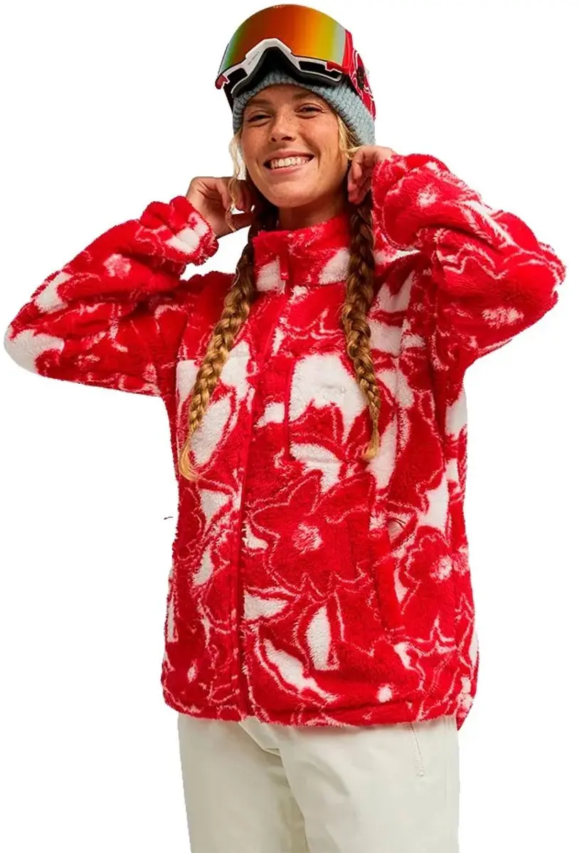 Roxy Alabam Full Prt Fleece Met Volledige Rits Rood L Vrouw