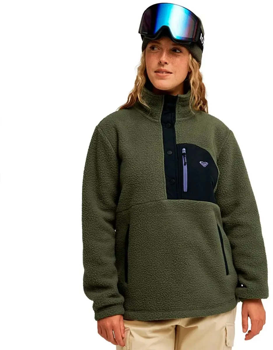Roxy Alabama Fleece Met Volledige Rits Groen L Vrouw