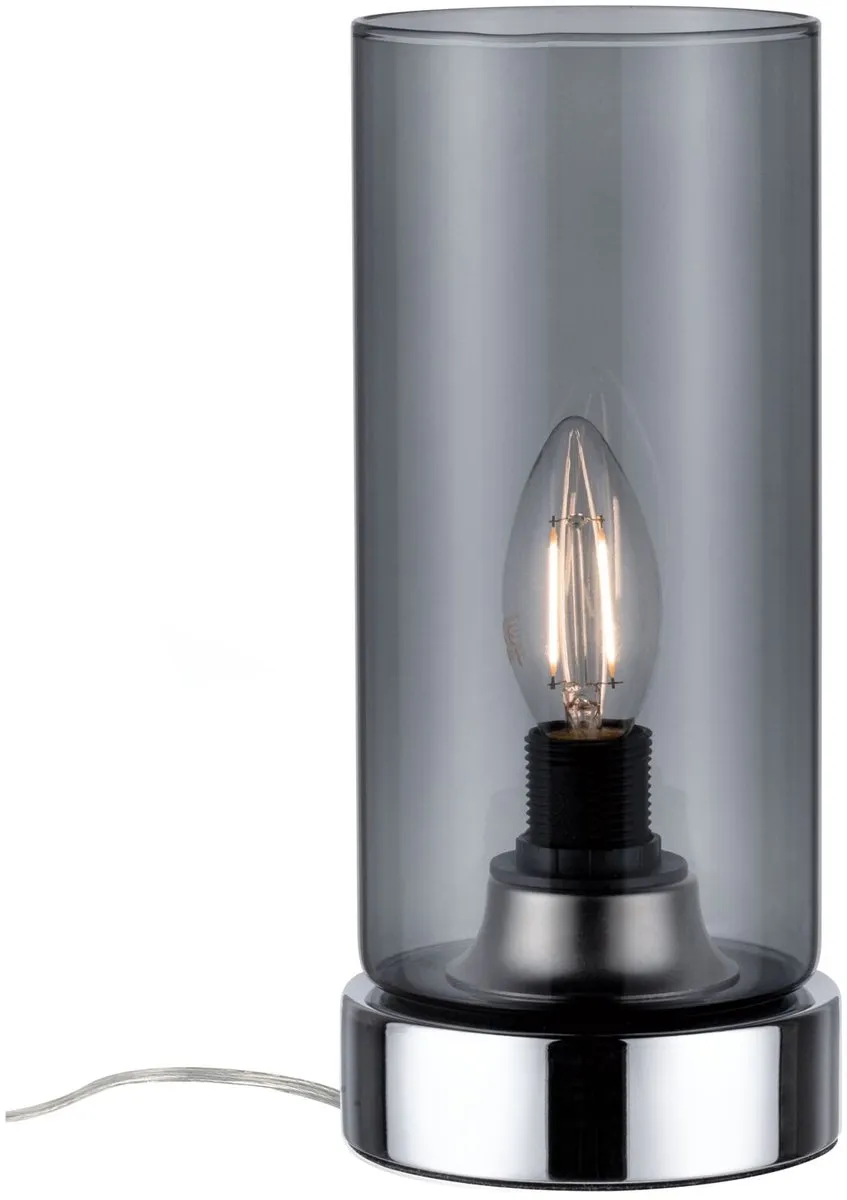 Paulmann LED Tafellamp Pinja E14 20W - Chroom/Rookglas